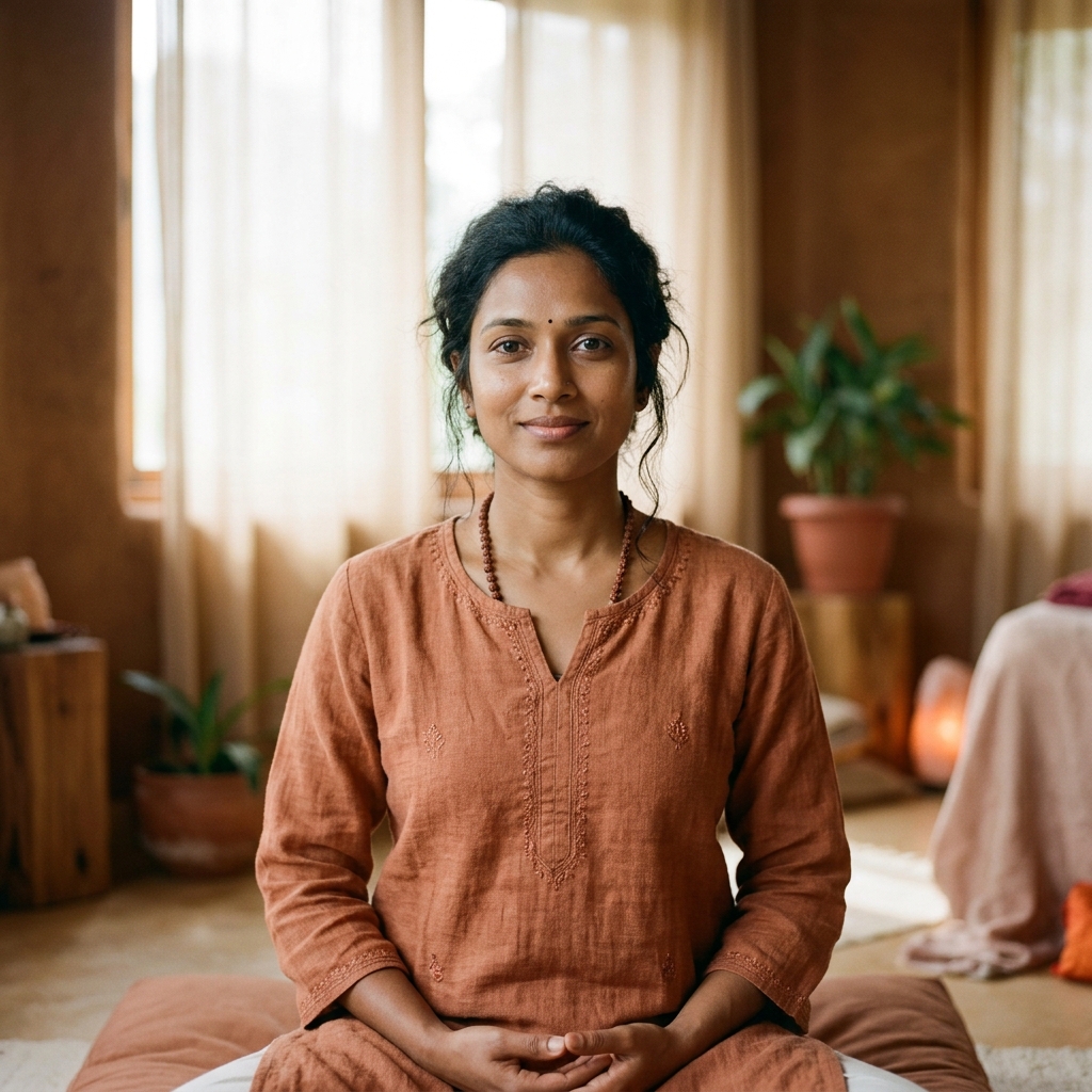 A calm guide representing personal healing support
